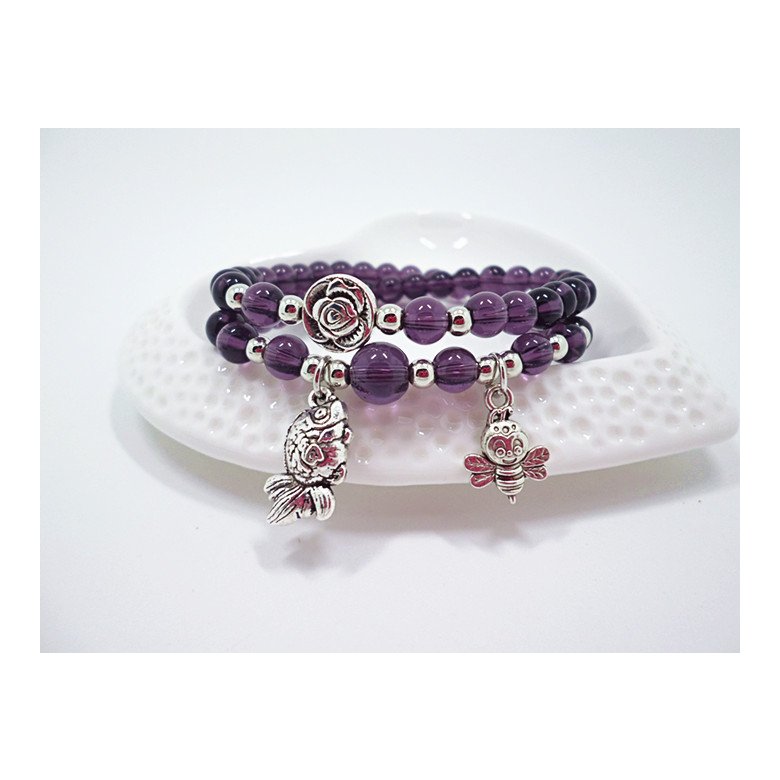Wholesale Sweet Cat &bee and goldfish Charm Bracelet Crystal Beads Bracelets for Women Beach Holiday Fashion Jewelry VGB047 4