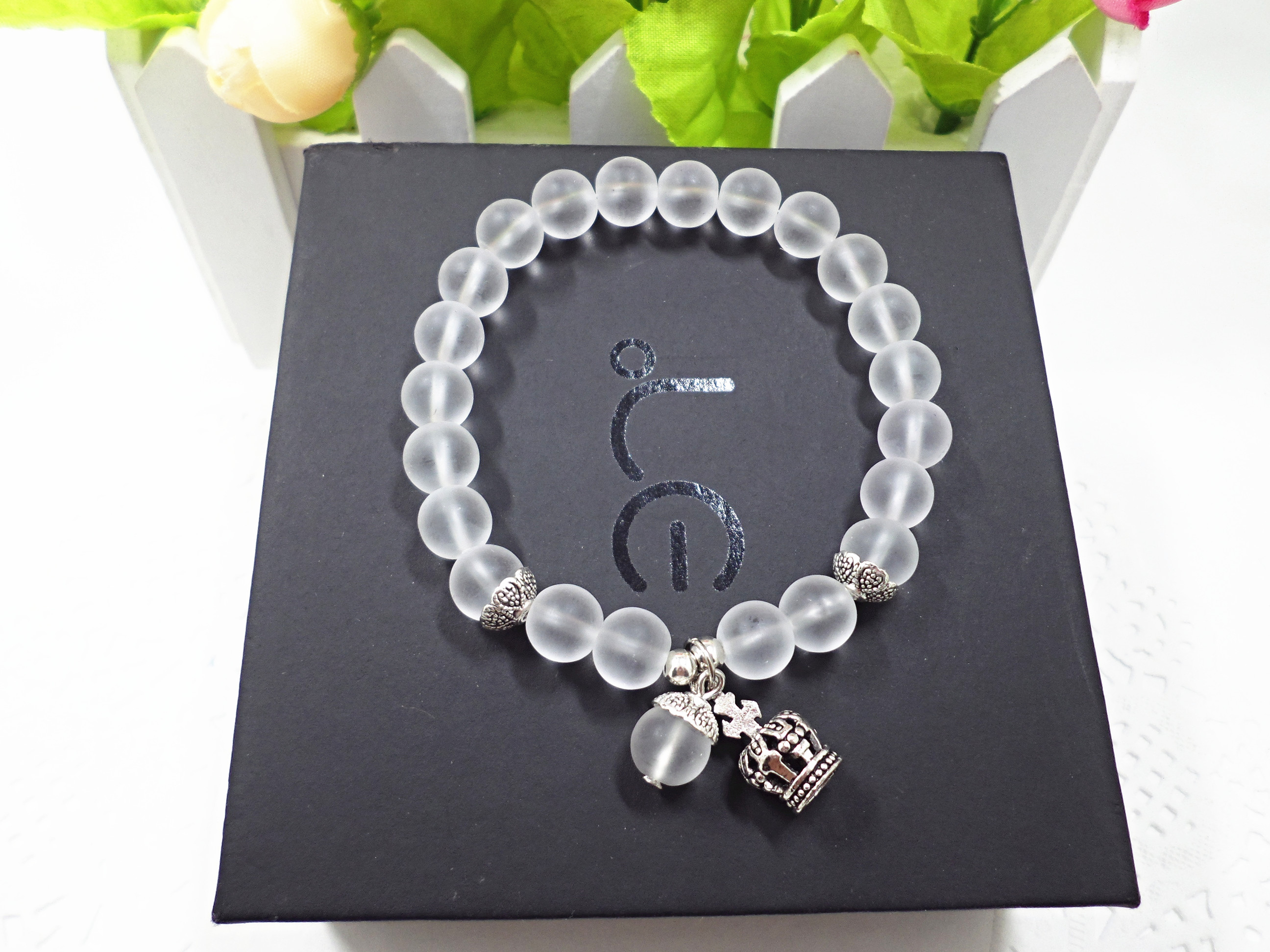 Wholesale Fashion wholesale Handmade jewelry Crown Charms Crystal Beaded Bracelet for Women New Fashion DIY Jewelry VGB048 7