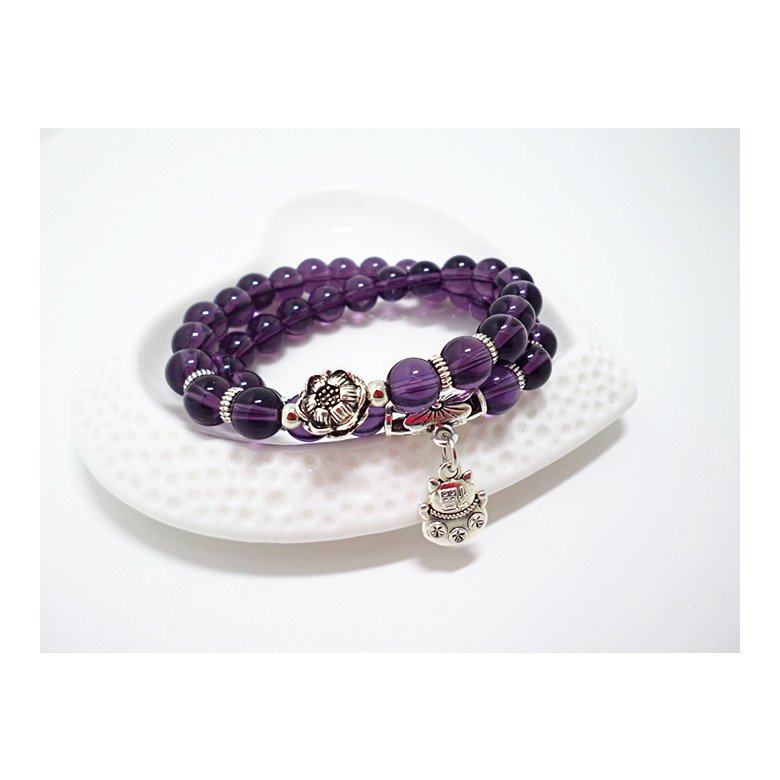 Wholesale Natural amethyst Bead Bracelet For Women Animal Lucky cats Charm Bracelets Crystal Quartzs VGB050 1