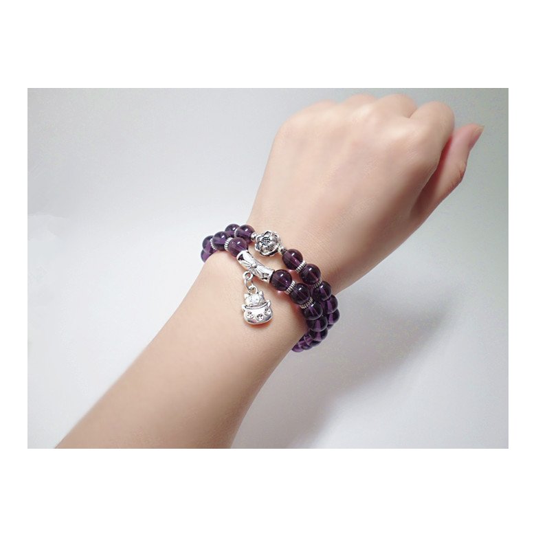 Wholesale Natural amethyst Bead Bracelet For Women Animal Lucky cats Charm Bracelets Crystal Quartzs VGB050 2