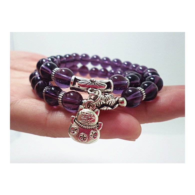 Wholesale Natural amethyst Bead Bracelet For Women Animal Lucky cats Charm Bracelets Crystal Quartzs VGB050 3