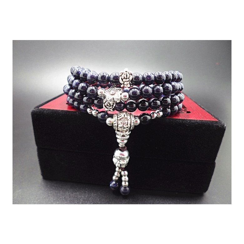 Wholesale Planet Blue sand Beaded bracelets Buddhist Buddha Meditation Prayer Beads Mala Bracelet VGB052 2