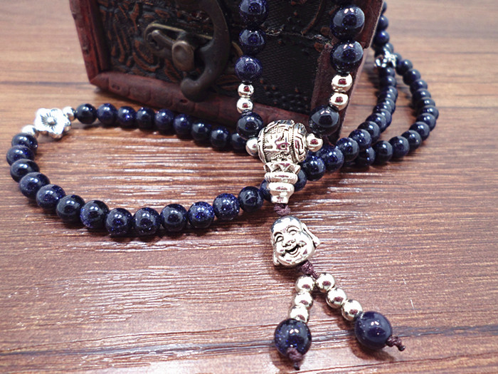 Wholesale Planet Blue sand Beaded bracelets Buddhist Buddha Meditation Prayer Beads Mala Bracelet VGB052 3