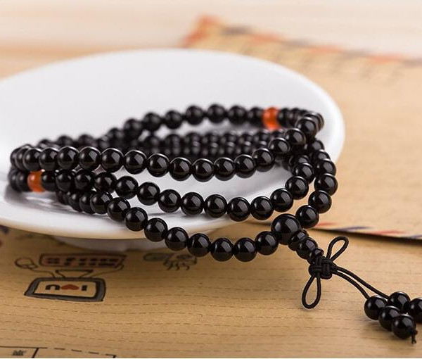 Wholesale Black Obsidian Bracelet Carnelian Beads Stretch Bracelets Buddhist Mediation Prayer Beads Mala Fashion Couple Bracelets VGB053 3