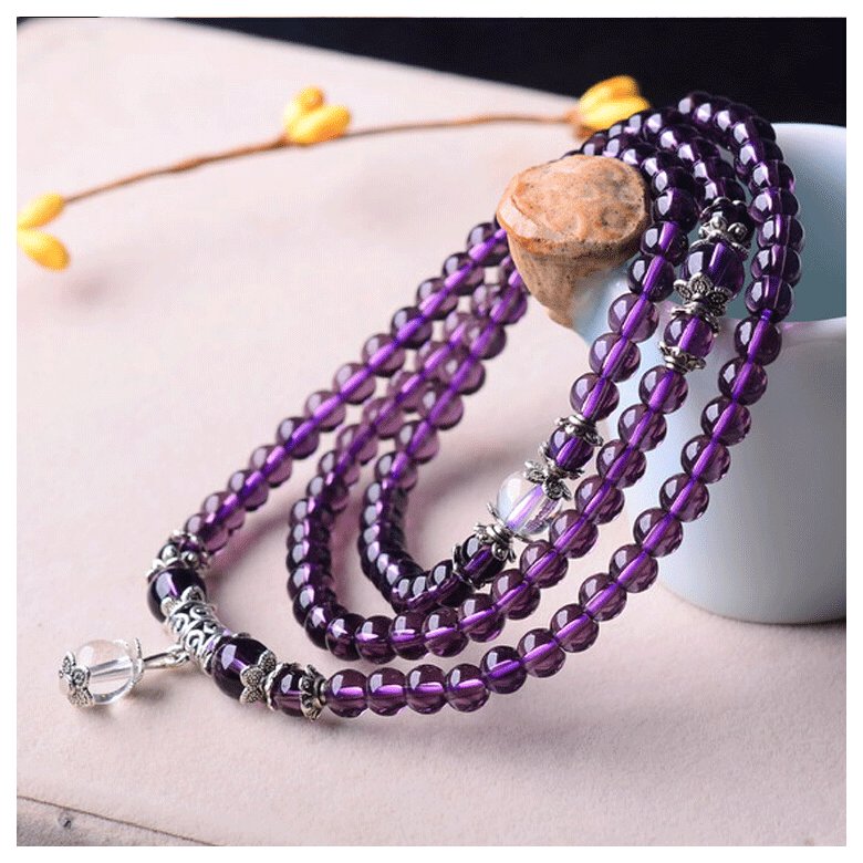 Wholesale Natural Stone Agate Amethyst Beaded Bracelet  Charm Yoga Bracelet Handmade Jewelry Lucky Gift VGB054 3