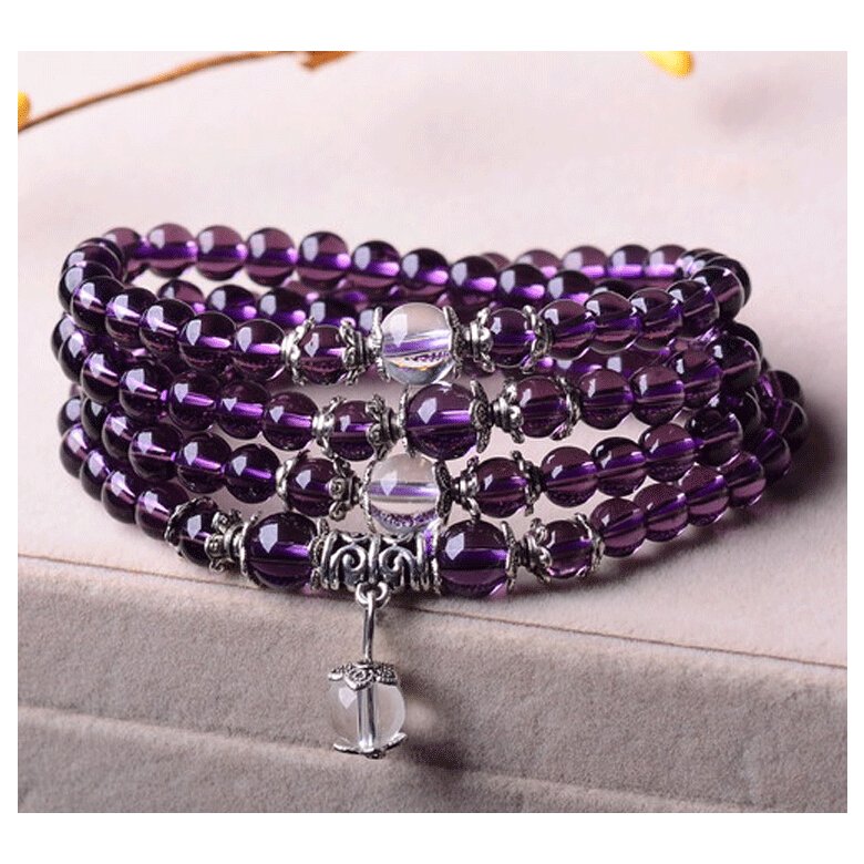 Wholesale Natural Stone Agate Amethyst Beaded Bracelet  Charm Yoga Bracelet Handmade Jewelry Lucky Gift VGB054 4