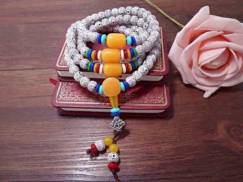 Wholesale Natural Bodhi Beads Amulet Handmade bracelet White Beaded Stone Tibetan Buddhist Prayer Beads Bracelet for Meditation VGB056 2