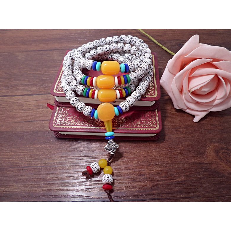 Wholesale Natural Bodhi Beads Amulet Handmade bracelet White Beaded Stone Tibetan Buddhist Prayer Beads Bracelet for Meditation VGB056 2