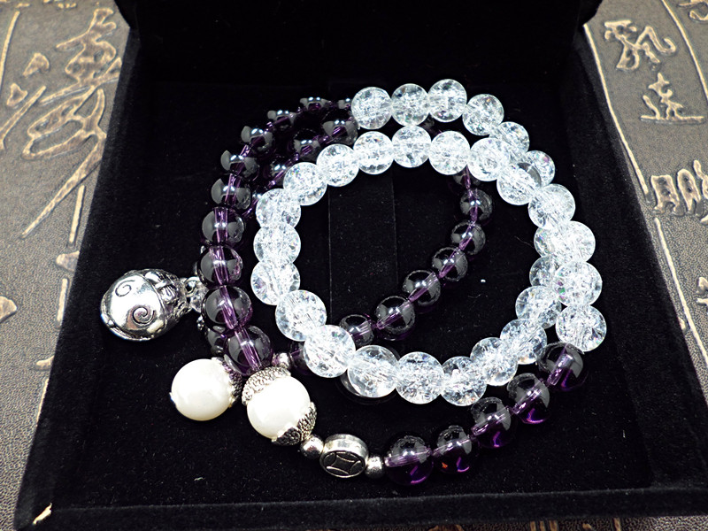 Wholesale Trendy Lucky Cats Natural Amethyst Crystal Ball Beads Elastic Bracelets For Women Fashion Hands Jewelry Lovely Bracelet VGB057 1