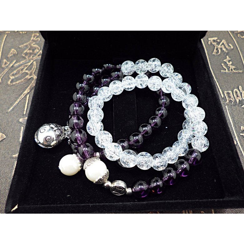 Wholesale Trendy Lucky Cats Natural Amethyst Crystal Ball Beads Elastic Bracelets For Women Fashion Hands Jewelry Lovely Bracelet VGB057 1