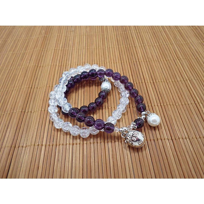 Wholesale Trendy Lucky Cats Natural Amethyst Crystal Ball Beads Elastic Bracelets For Women Fashion Hands Jewelry Lovely Bracelet VGB057 2