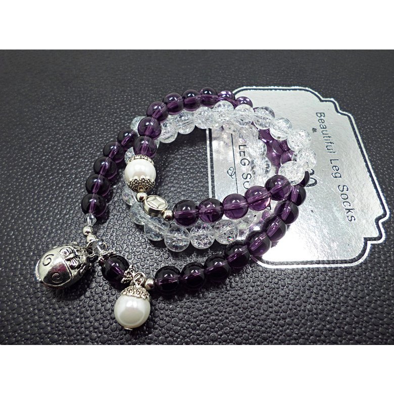 Wholesale Trendy Lucky Cats Natural Amethyst Crystal Ball Beads Elastic Bracelets For Women Fashion Hands Jewelry Lovely Bracelet VGB057 3