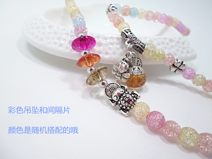 Wholesale Light Colorful Burst Crystal Candy Beads Natural Stone Bead fashion sweet Bee leaf accessory Jewelry VGB063 5