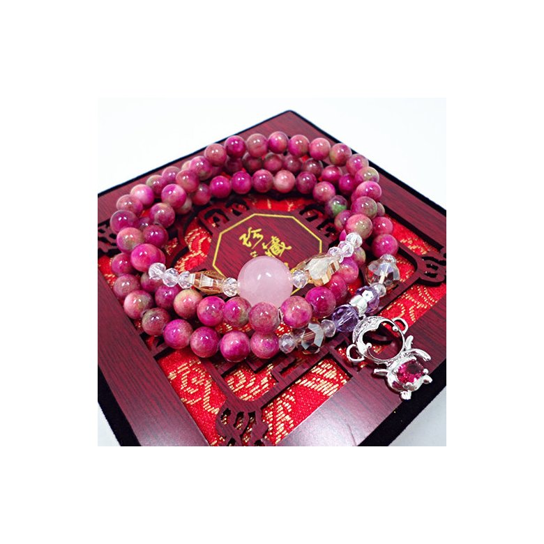 Wholesale Natural Garnet Stone Wine Red Beaded crystal Bracelet Women Bracelets Lucky monkey Jewelry Valentine's Day Gift VGB064 3