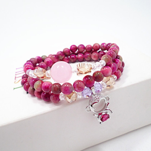 Wholesale Natural Garnet Stone Wine Red Beaded crystal Bracelet Women Bracelets Lucky monkey Jewelry Valentine's Day Gift VGB064 5