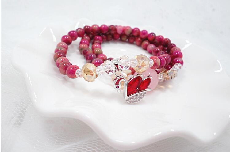 Wholesale Natural Garnet Stone Wine Red Beaded crystal Bracelet Women Bracelets Lucky monkey Jewelry Valentine's Day Gift VGB064 6