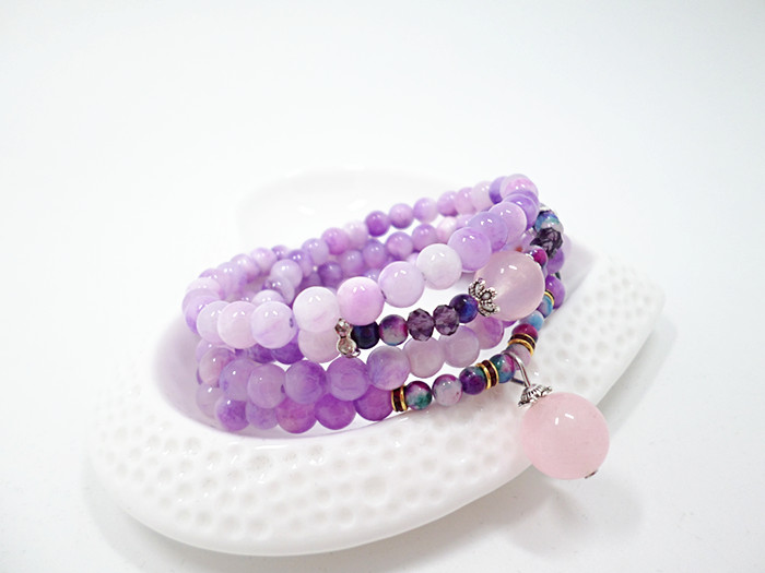 Wholesale Bohemia Natural Dream Amethysts Quartz Energy Light Purple GemStone Bracelet Women Beaded Bracelet Energy Gift Jewelry VGB065 4