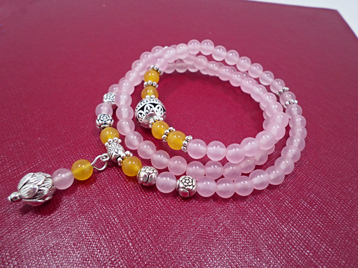 Wholesale New Design Pink and wine red Quartz Yoga Bracelet Women Natural Stone Crystal Lotus Bracelet Necklace Jewelry Drop Shipping VGB067 10