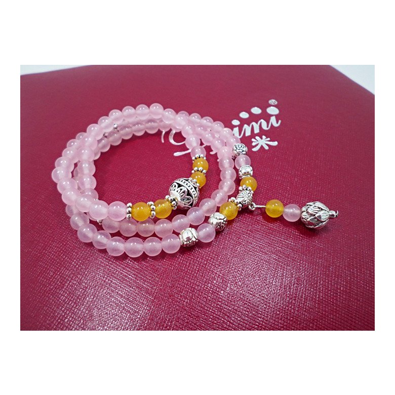 Wholesale New Design Pink and wine red Quartz Yoga Bracelet Women Natural Stone Crystal Lotus Bracelet Necklace Jewelry Drop Shipping VGB067 2