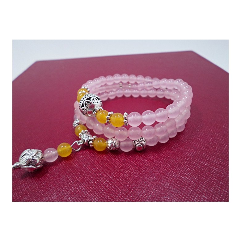 Wholesale New Design Pink and wine red Quartz Yoga Bracelet Women Natural Stone Crystal Lotus Bracelet Necklace Jewelry Drop Shipping VGB067 3