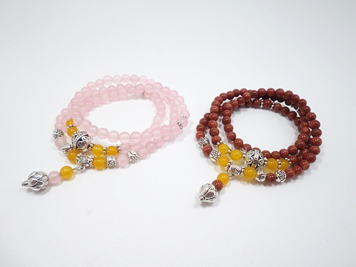 Wholesale New Design Pink and wine red Quartz Yoga Bracelet Women Natural Stone Crystal Lotus Bracelet Necklace Jewelry Drop Shipping VGB067 4