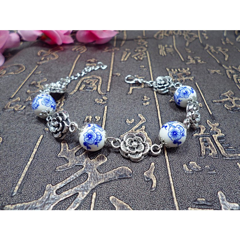 Wholesale Chinese Style Ceramic Bracelet Women Female Handmade Rose Flower Beads Charm Bracelet Hot Selling Ethic Beaded Bangles VGB068 1