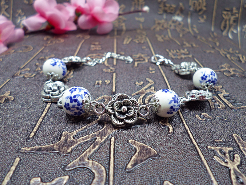 Wholesale Chinese Style Ceramic Bracelet Women Female Handmade Rose Flower Beads Charm Bracelet Hot Selling Ethic Beaded Bangles VGB068 5