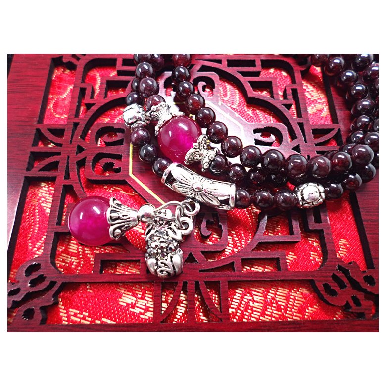 Wholesale Natural Garnet Stone Wine Red Beaded crystal Bracelet Women Bracelets Lucky Jewelry Valentine's Day Gift VGB071 0