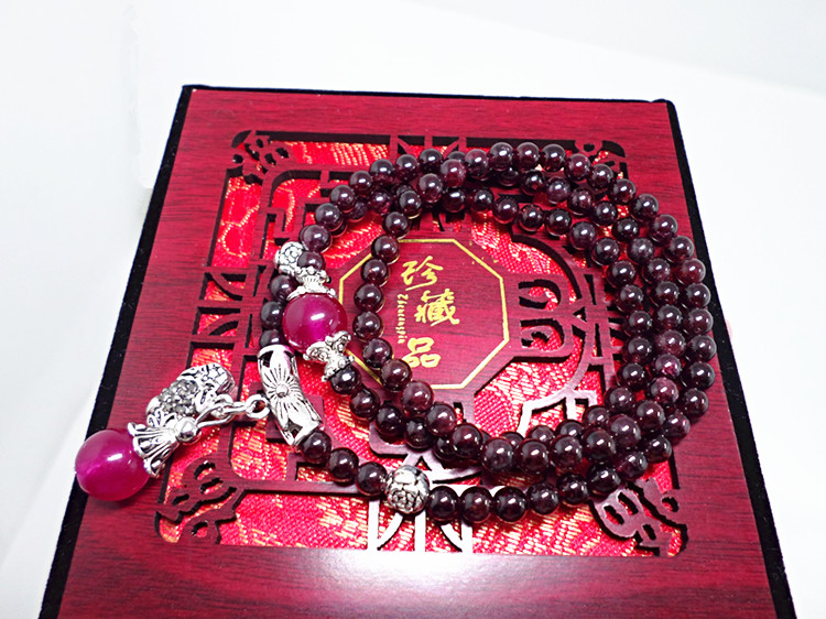 Wholesale Natural Garnet Stone Wine Red Beaded crystal Bracelet Women Bracelets Lucky Jewelry Valentine's Day Gift VGB071 4