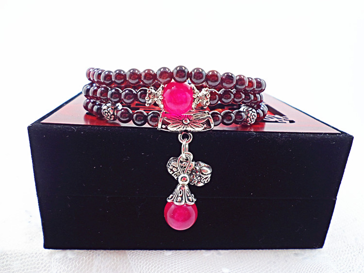 Wholesale Natural Garnet Stone Wine Red Beaded crystal Bracelet Women Bracelets Lucky Jewelry Valentine's Day Gift VGB071 5
