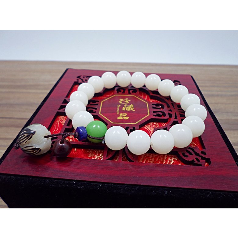 Wholesale Hot selling jewelry Handwork Women Men Buddha Beads Natural and Smooth Multi-orb Bracelet White Jade Bodhi Lotus Bracelet VGB076 1