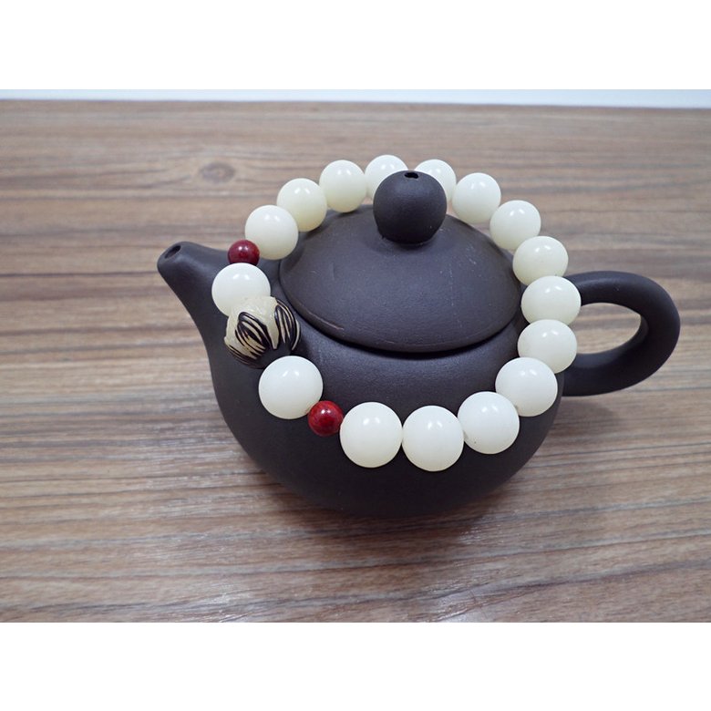 Wholesale Hot selling jewelry Handwork Women Men Buddha Beads Natural and Smooth Multi-orb Bracelet White Jade Bodhi Lotus Bracelet VGB076 3