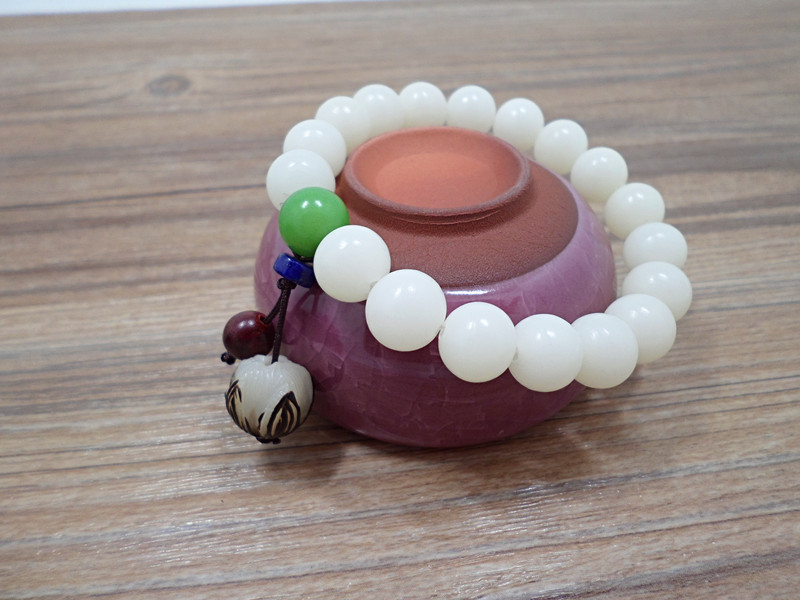 Wholesale Hot selling jewelry Handwork Women Men Buddha Beads Natural and Smooth Multi-orb Bracelet White Jade Bodhi Lotus Bracelet VGB076 5