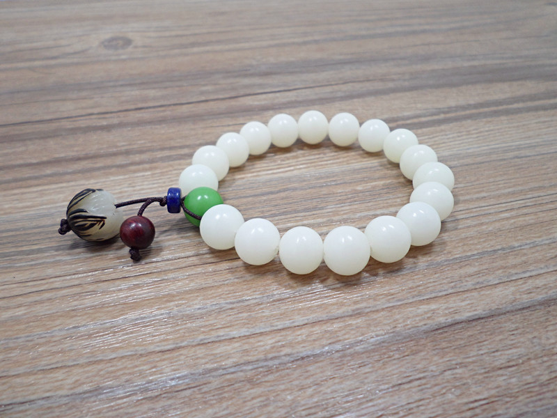 Wholesale Hot selling jewelry Handwork Women Men Buddha Beads Natural and Smooth Multi-orb Bracelet White Jade Bodhi Lotus Bracelet VGB076 6