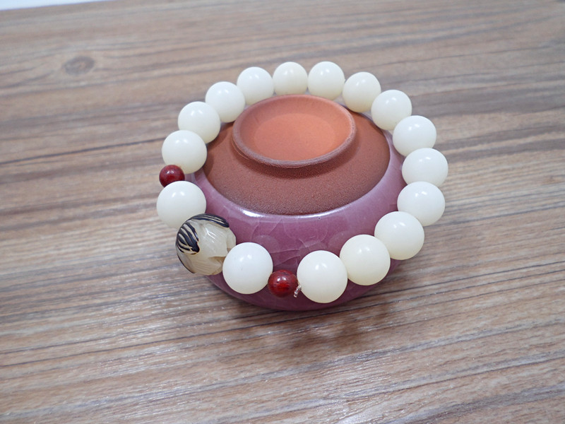 Wholesale Hot selling jewelry Handwork Women Men Buddha Beads Natural and Smooth Multi-orb Bracelet White Jade Bodhi Lotus Bracelet VGB076 8