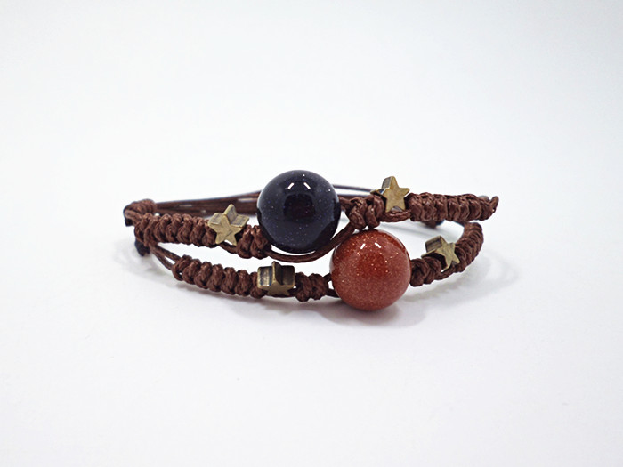Wholesale Natural gold sand  Bracelet Adjustable Size Nylon Cord Woven Crystal Romantic Vintage Bohemia Bangle Womens/Girls/Child VGB077 0