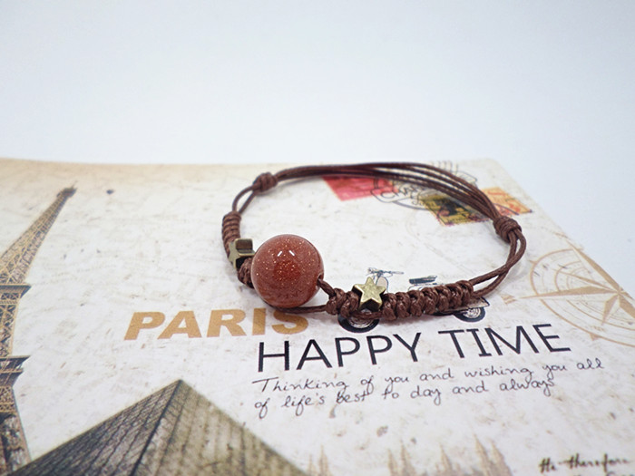 Wholesale Natural gold sand  Bracelet Adjustable Size Nylon Cord Woven Crystal Romantic Vintage Bohemia Bangle Womens/Girls/Child VGB077 2