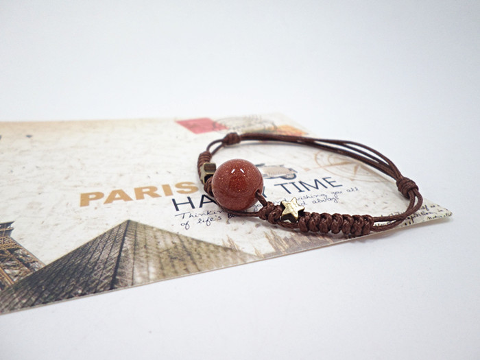 Wholesale Natural gold sand  Bracelet Adjustable Size Nylon Cord Woven Crystal Romantic Vintage Bohemia Bangle Womens/Girls/Child VGB077 3