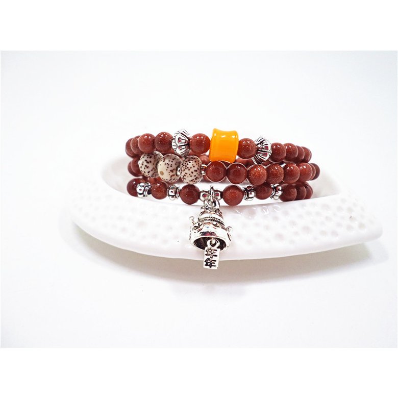 Wholesale Natural Gold SandStone Round beads luck cat bracelets Buddhist Prayer Beads Bracelet For Women Yoga Meditation jewelry VGB078 1