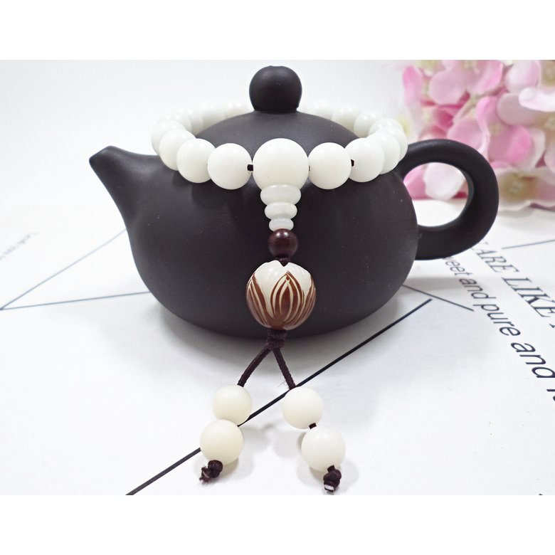 Wholesale Hot selling jewelry Handwork Women Men white Buddha Beads Natural and Smooth Multi-orb Bracelet White Jade Bodhi Lotus Bracelet VGB080 0