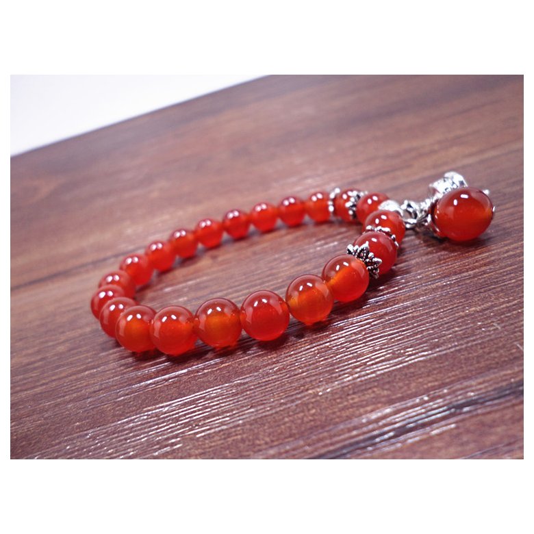 Wholesale Red Onyx Gem Stone Beads Bracelets Bangles little bell Round Mala Rosary Healing Crystal Carnelian Jewellery  VGB082 2