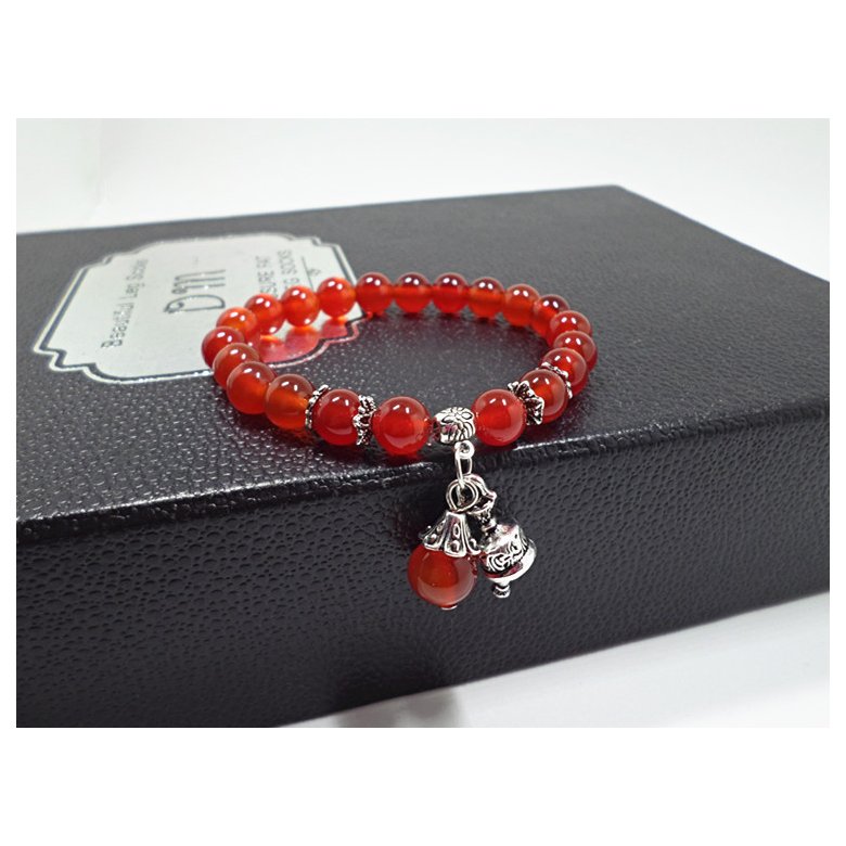 Wholesale Red Onyx Gem Stone Beads Bracelets Bangles little bell Round Mala Rosary Healing Crystal Carnelian Jewellery  VGB082 3