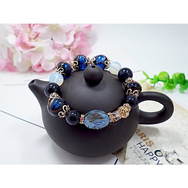 Wholesale Hot Fashion Unlimited Bangle Bracelets Charm Heart Flower blue Crystal  Beaded Bracelet For Women Jewelry 2020 VGB084 0