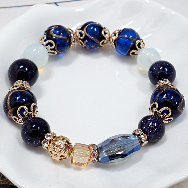 Wholesale Hot Fashion Unlimited Bangle Bracelets Charm Heart Flower blue Crystal  Beaded Bracelet For Women Jewelry 2020 VGB084 10