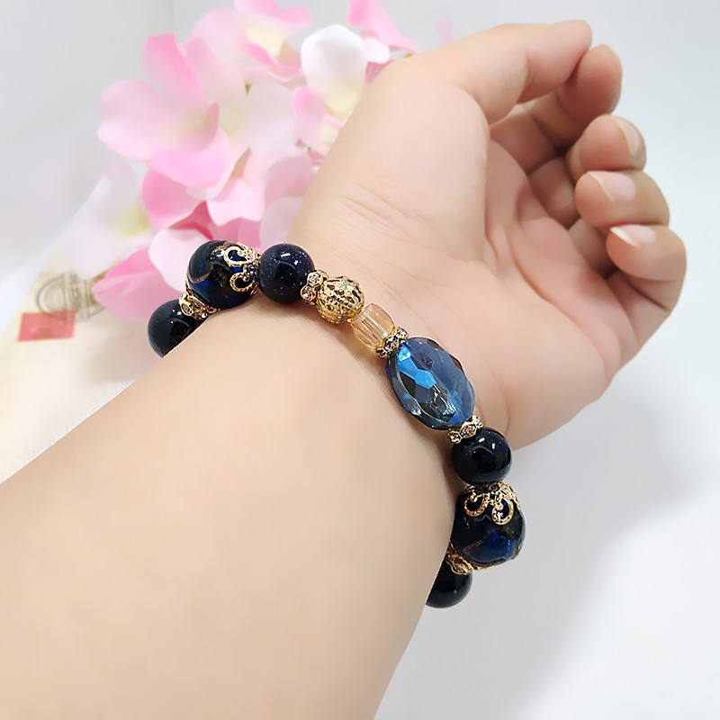 Wholesale Hot Fashion Unlimited Bangle Bracelets Charm Heart Flower blue Crystal  Beaded Bracelet For Women Jewelry 2020 VGB084 11