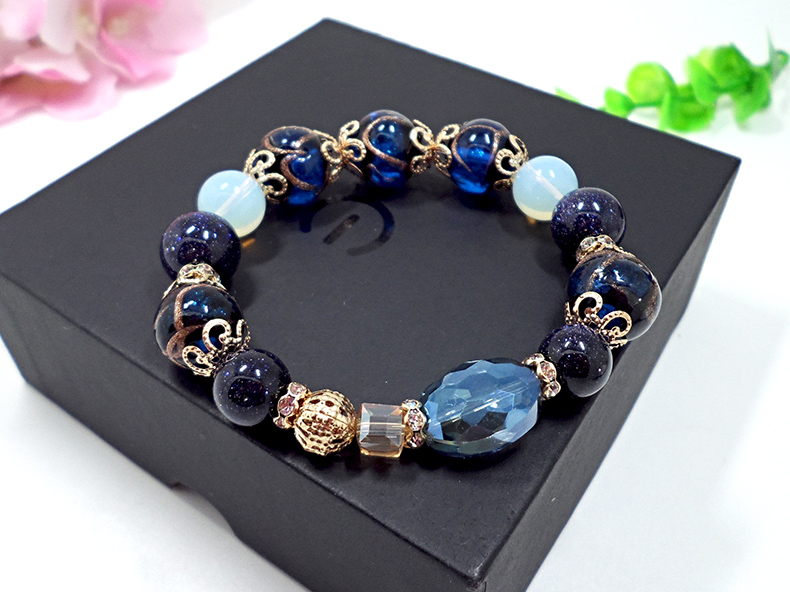 Wholesale Hot Fashion Unlimited Bangle Bracelets Charm Heart Flower blue Crystal  Beaded Bracelet For Women Jewelry 2020 VGB084 12