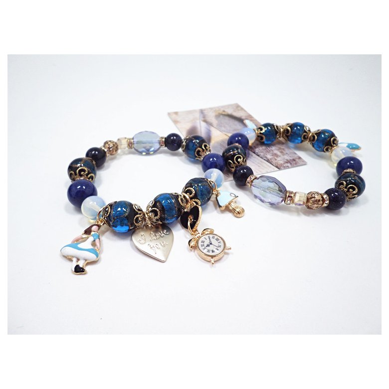 Wholesale Hot Fashion Unlimited Bangle Bracelets Charm Heart Flower blue Crystal  Beaded Bracelet For Women Jewelry 2020 VGB084 1
