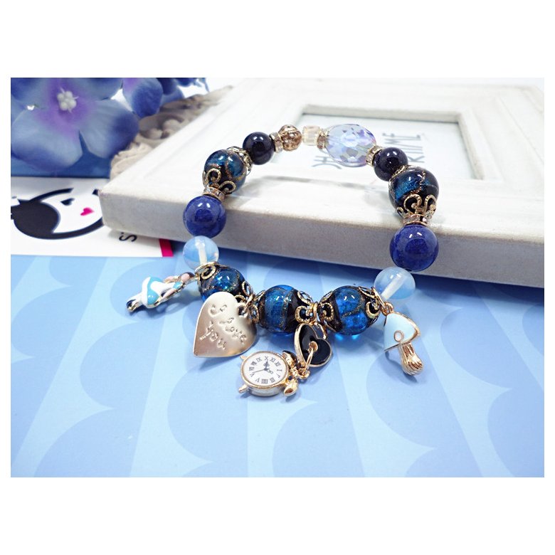 Wholesale Hot Fashion Unlimited Bangle Bracelets Charm Heart Flower blue Crystal  Beaded Bracelet For Women Jewelry 2020 VGB084 2