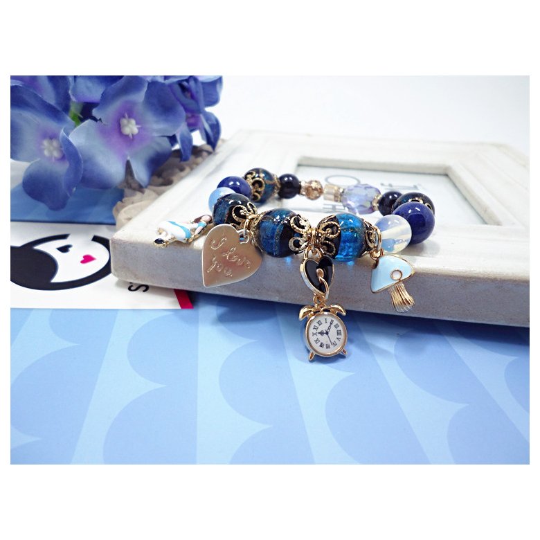 Wholesale Hot Fashion Unlimited Bangle Bracelets Charm Heart Flower blue Crystal  Beaded Bracelet For Women Jewelry 2020 VGB084 3