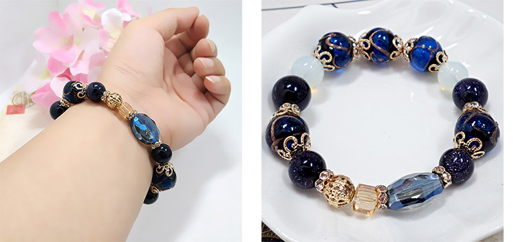 Wholesale Hot Fashion Unlimited Bangle Bracelets Charm Heart Flower blue Crystal  Beaded Bracelet For Women Jewelry 2020 VGB084 8